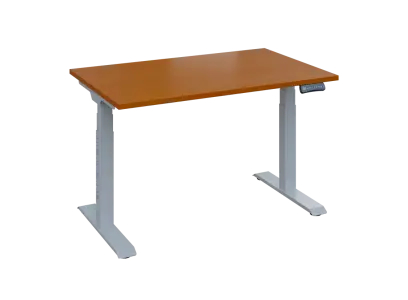 Fleximax 28-12 výškově nastavitelný stůl, kovová podnož stříbrná, deska 25 mm, široký 1200 mm, třešeň šumavská